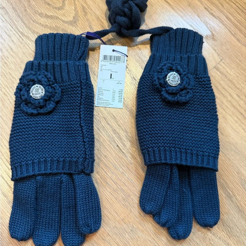 Mexx Girls Scarf (60”) And Gloves, Blue, Brand New With tags, European, age 8-12